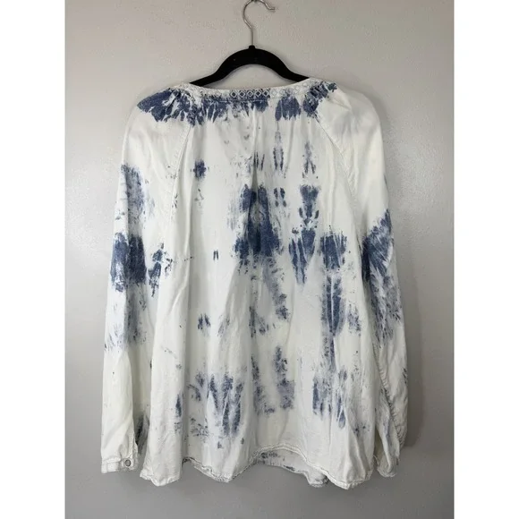 Vintage America Loose White/Blue Tie Dye Blouse Size XL - Picture 10 of 10